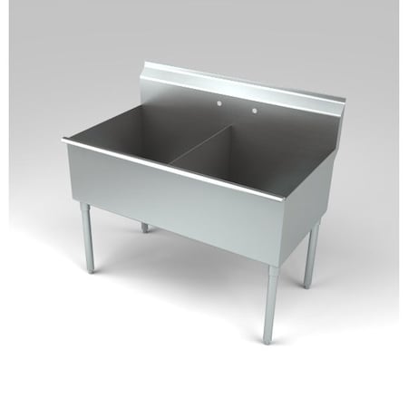 Aero Manufacturing Economy Non NSF Two Compartment Sink, 21" W X 18" L-R Bowl 4S2-2118